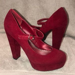Red Suede Mary Jane Platform BRAND NEW